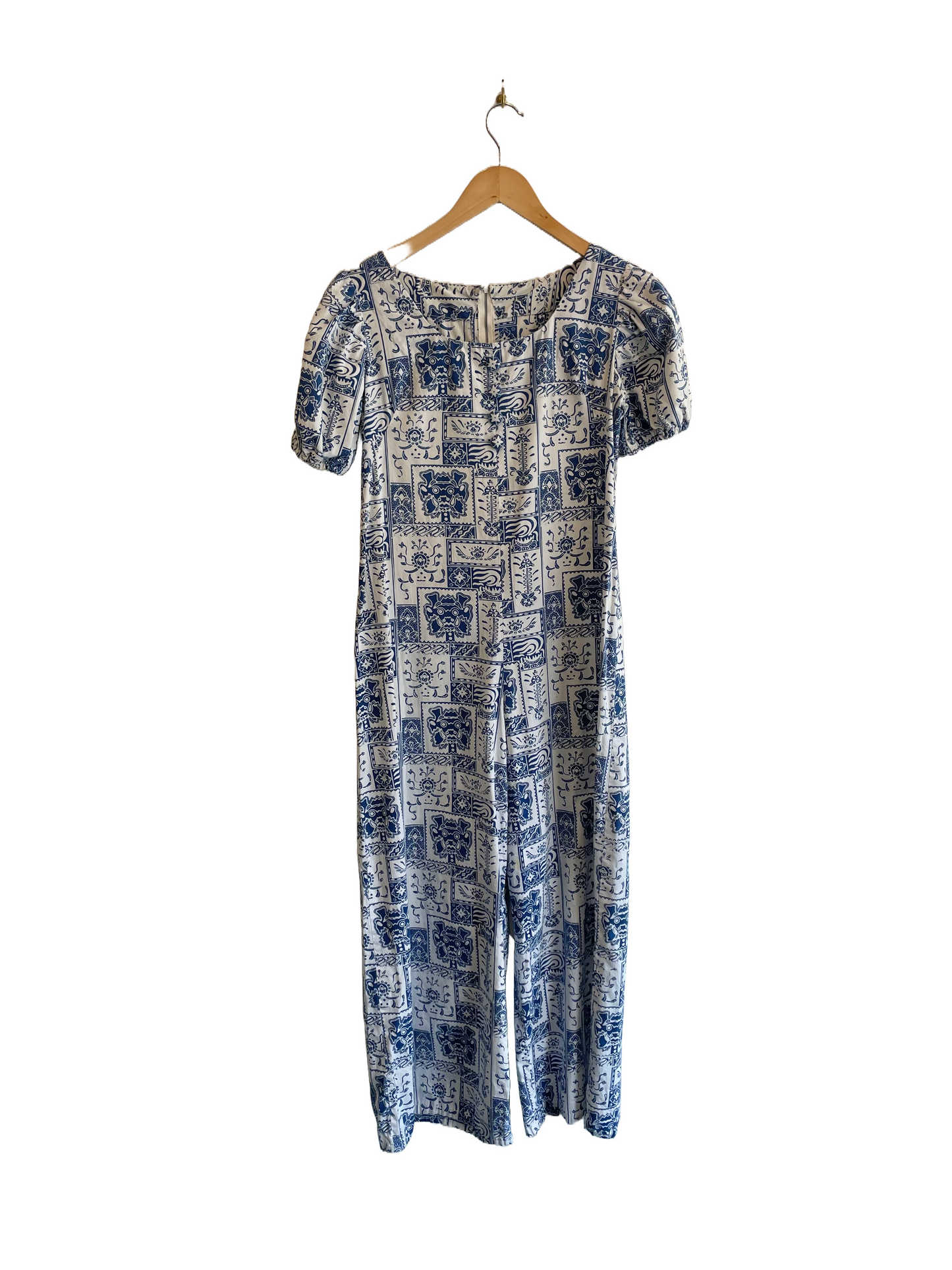 1960s Block Print Style Wide Leg Jumpsuit