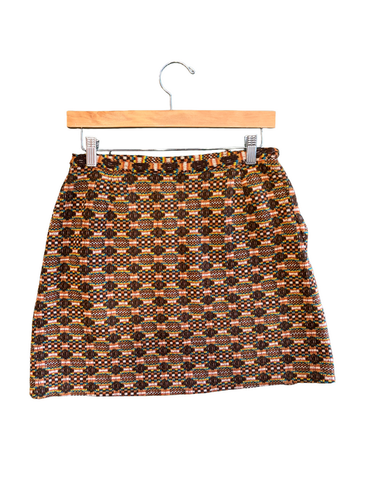 1970s Brown Knit Mini Skirt