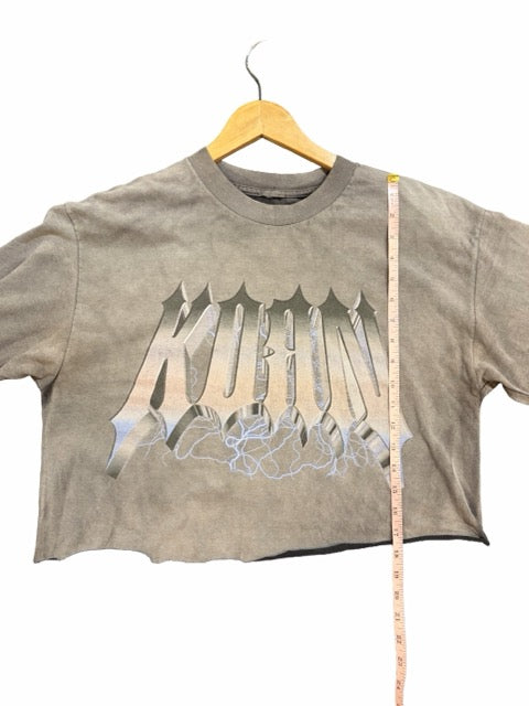 1990s Black Faded KOЯN Crop Tee