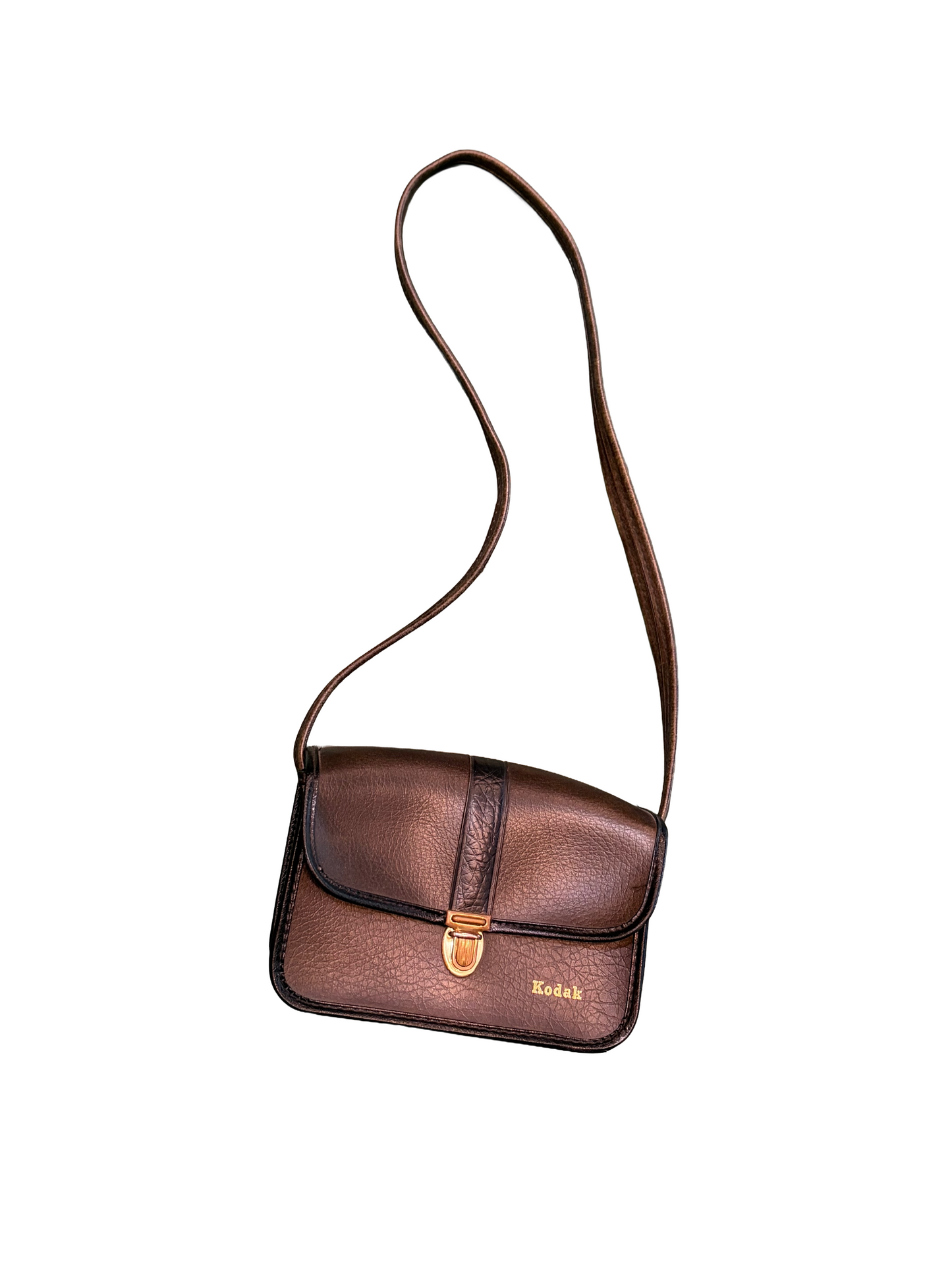 1970s 'Kodak' Brown Black Pebbled Faux Leather Camera Bag