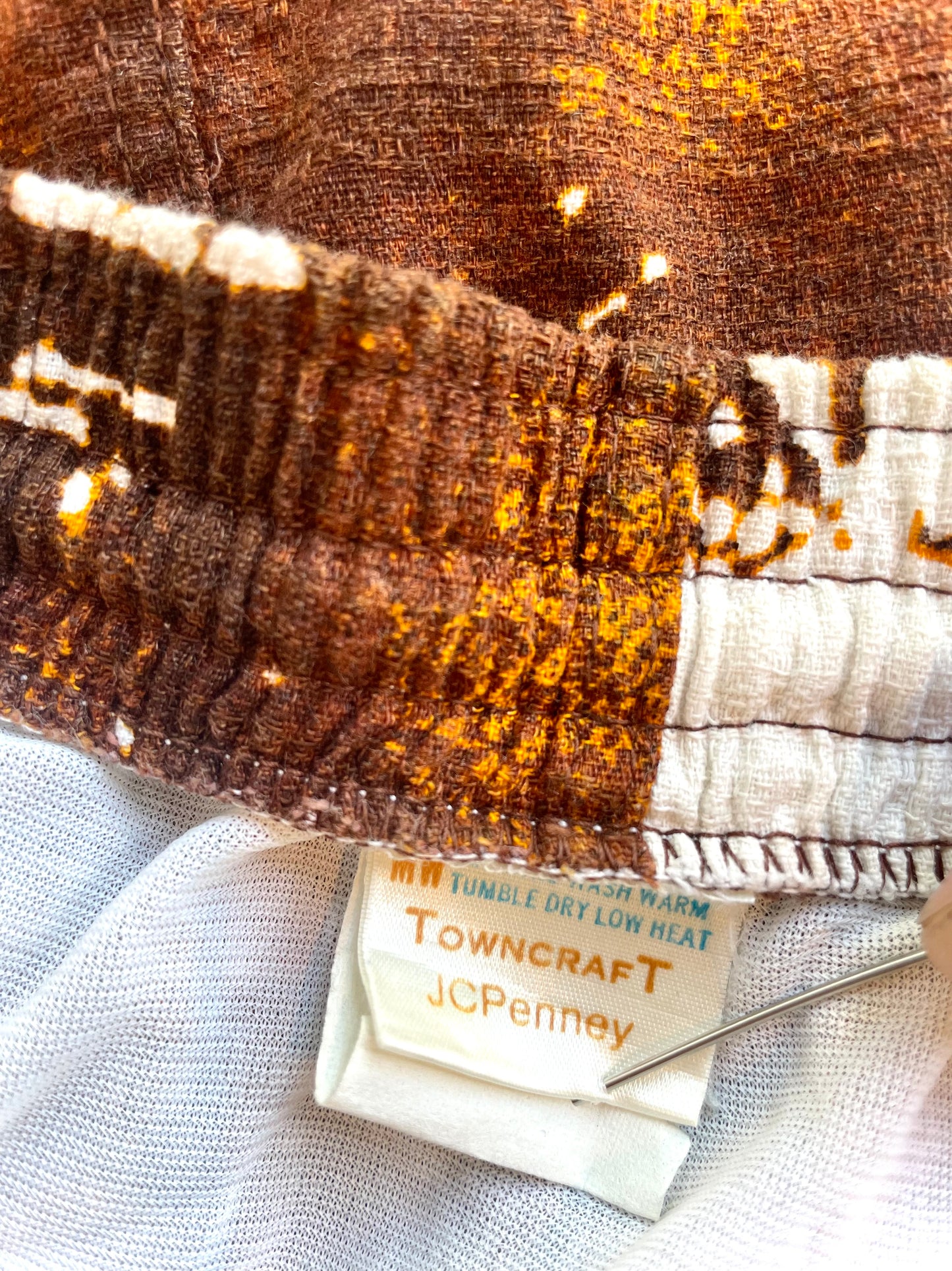1970s Brown Barkcloth Penney’s ‘Towncraft’ Swim Trunks