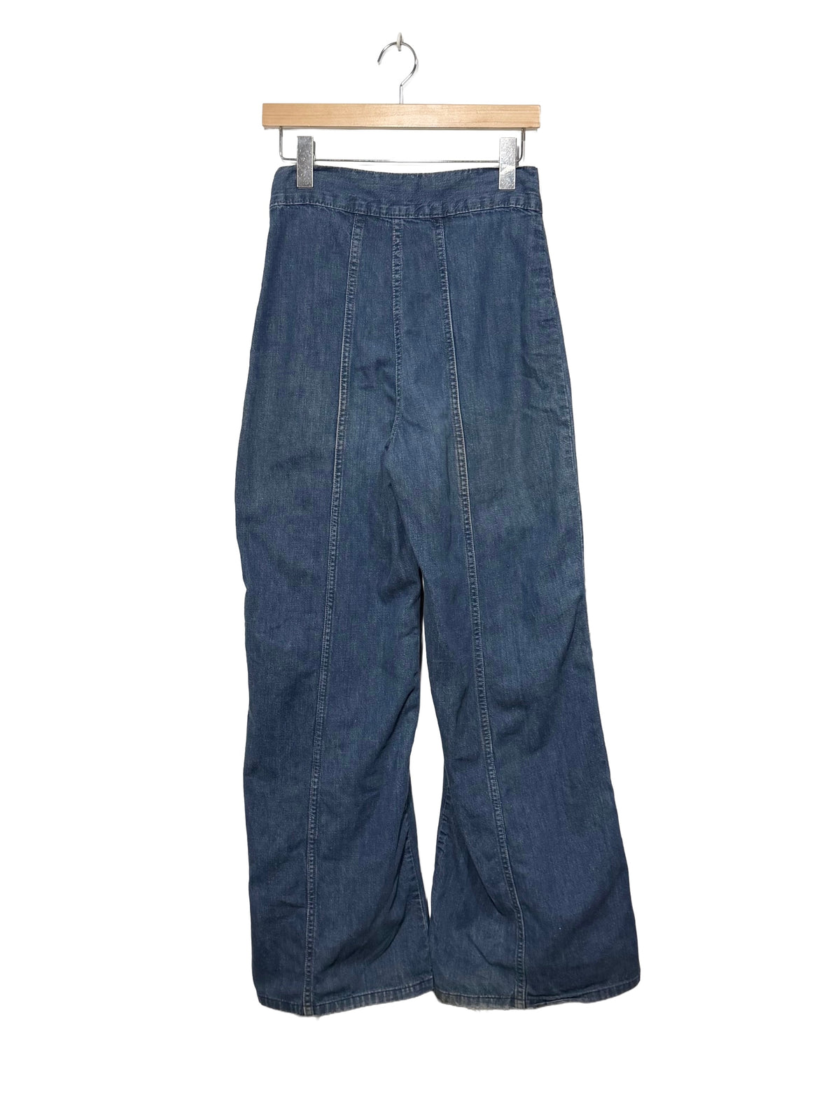 1970s Classic Wash Felled Seam Super Wide Leg Jeans