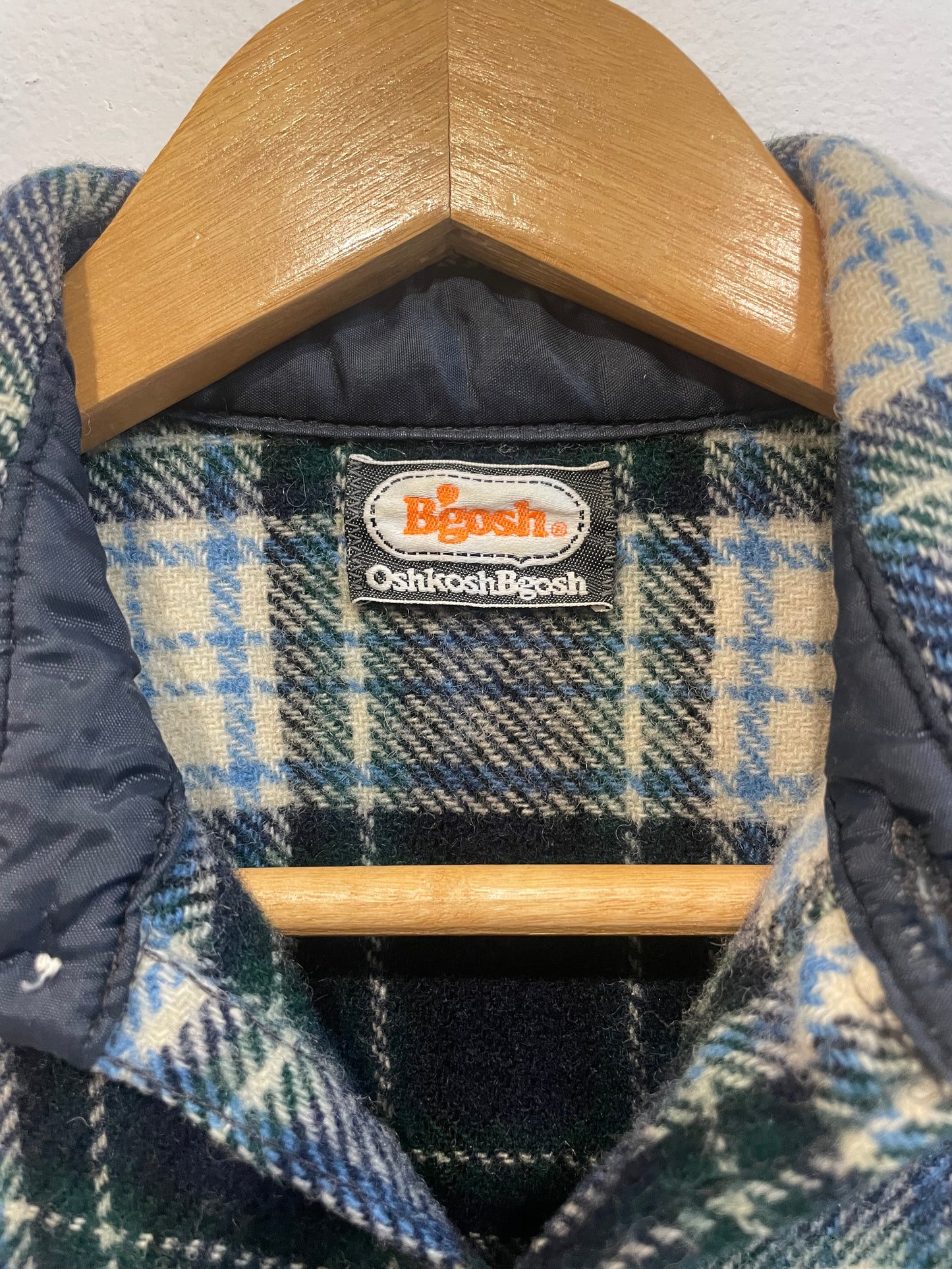 1970s Dark Blue and Green B'Gosh Wool Flannel Shirt