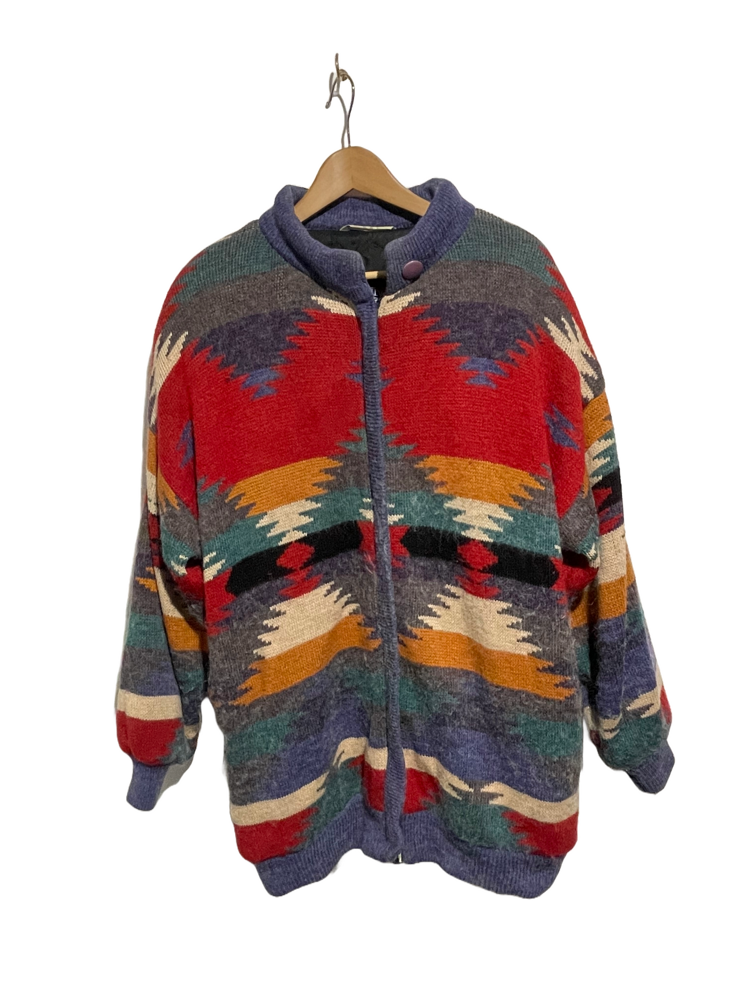 1980s Southwestern Print Blanket Sweater Jacket