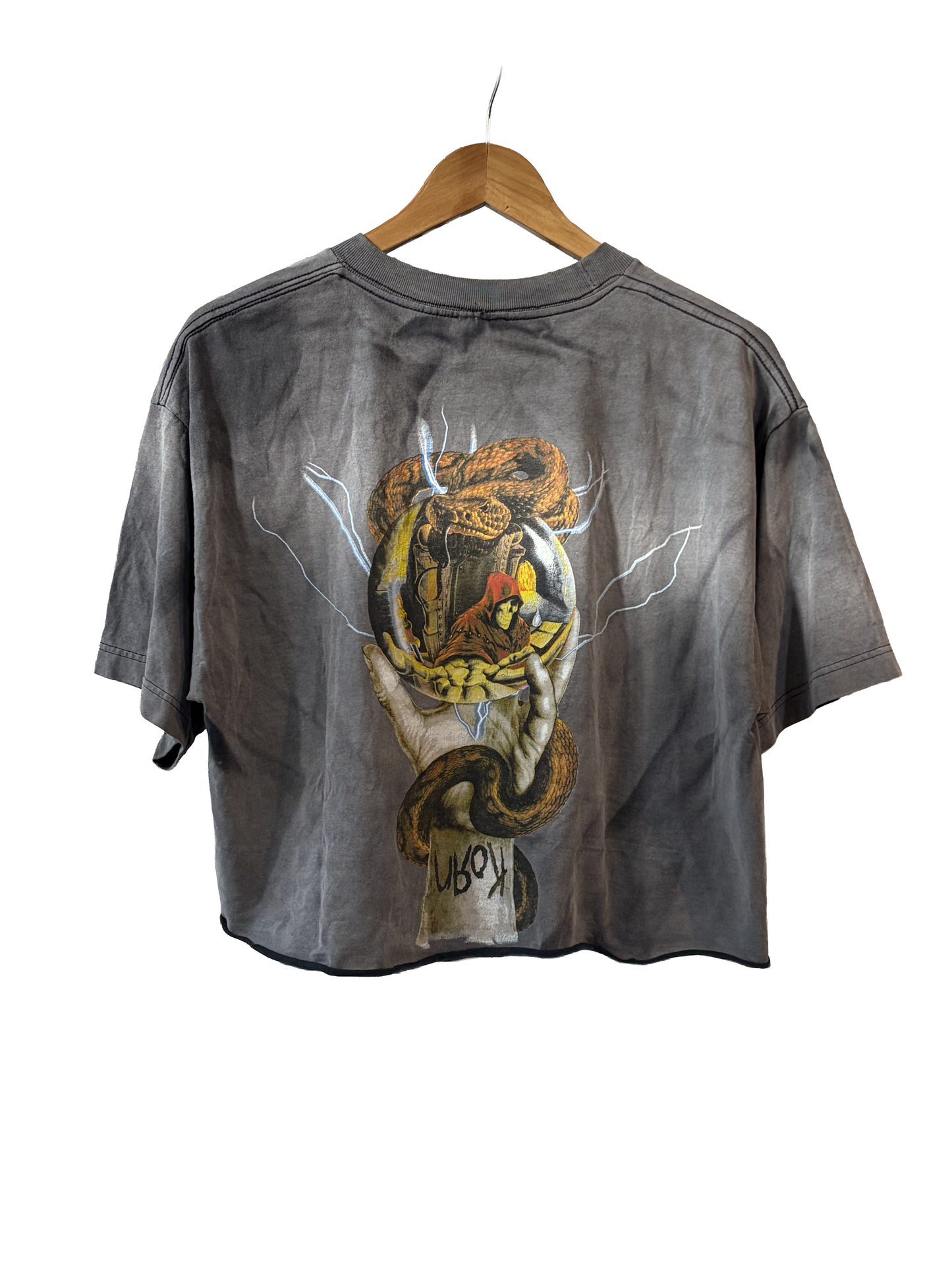 1990s Black Faded KOЯN Crop Tee