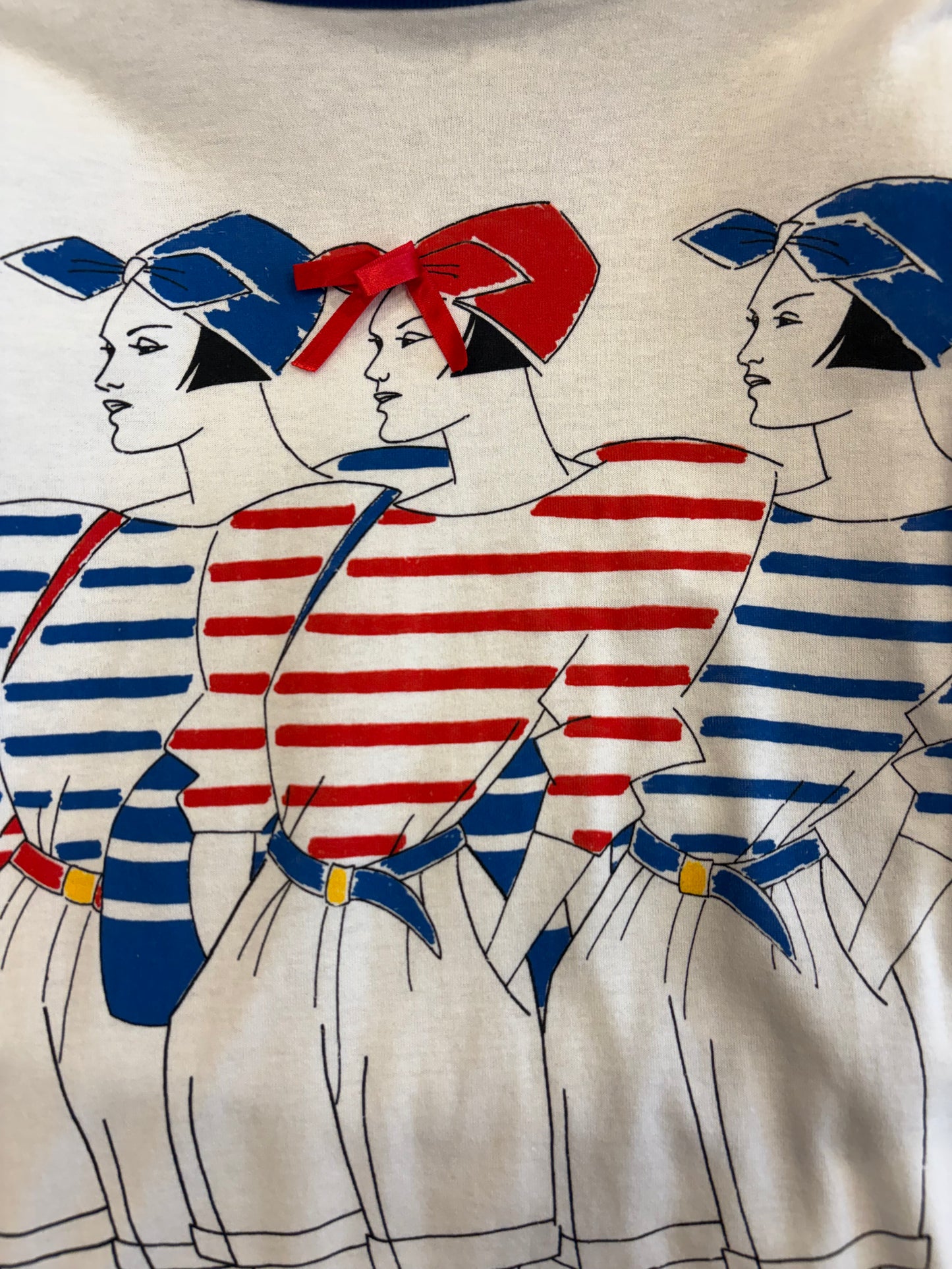 1990 Lady Print Striped Tee Dress