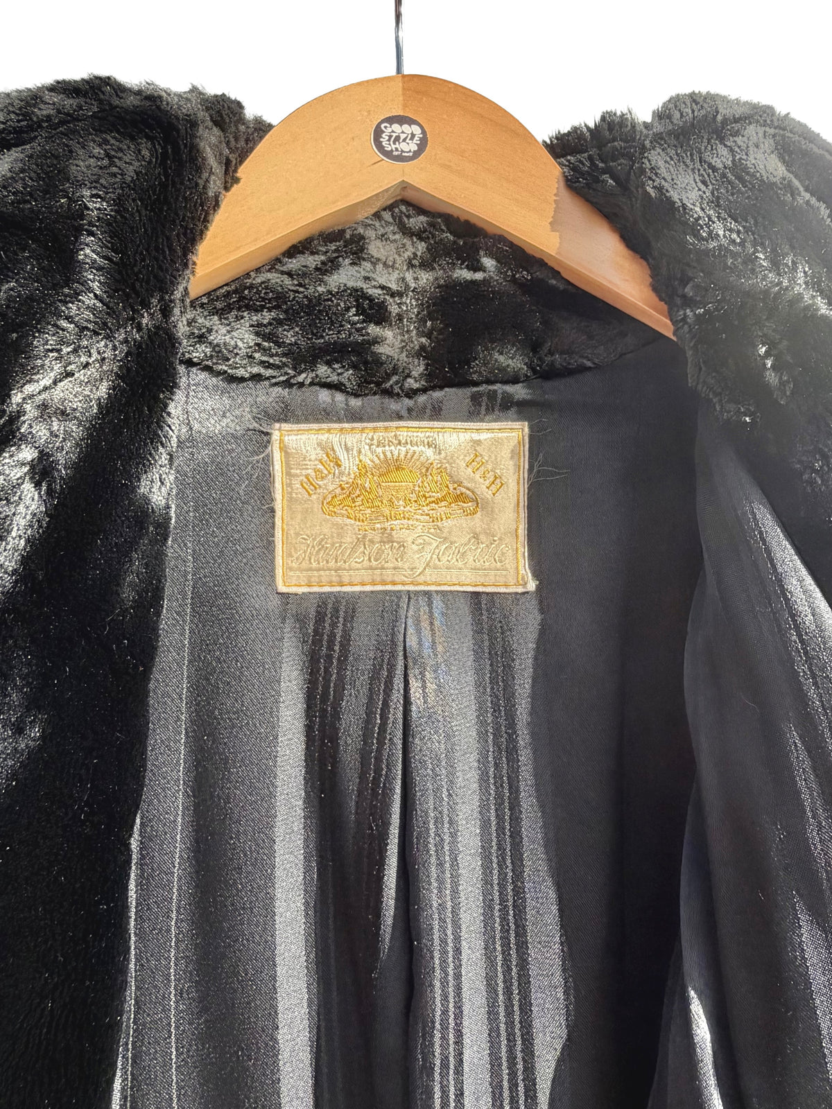1950s Black Seal Fur Hudson Fabric Swing Coat