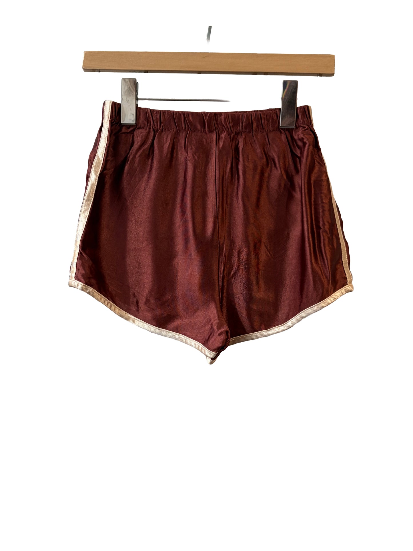 1970s Burgundy Satin Classic Athletic Shorts