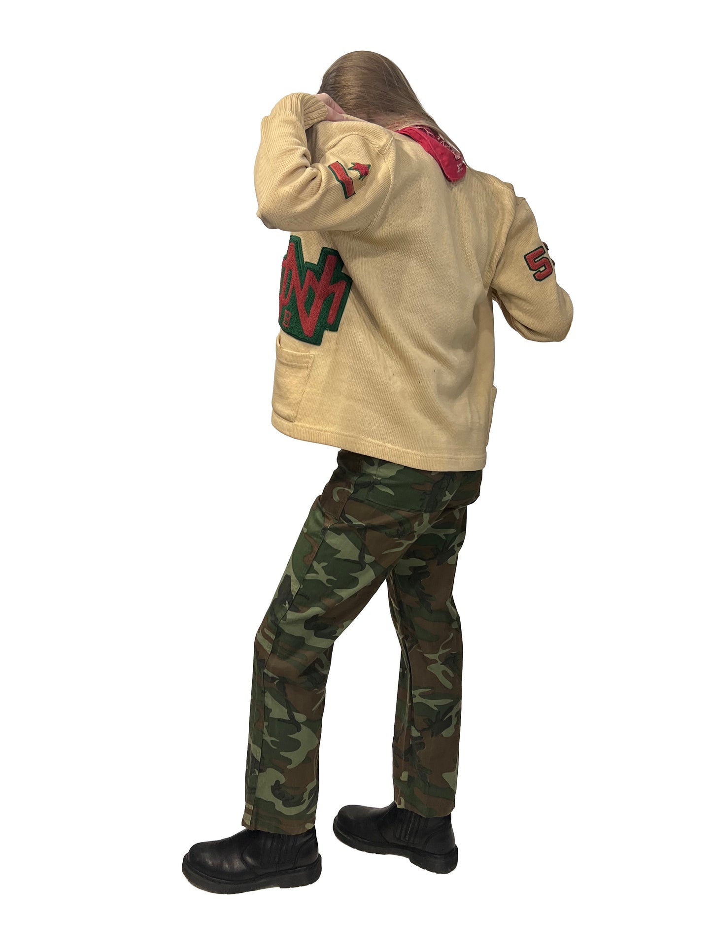 1950s Cream Wool DM North High School Academic Letter Cardigan