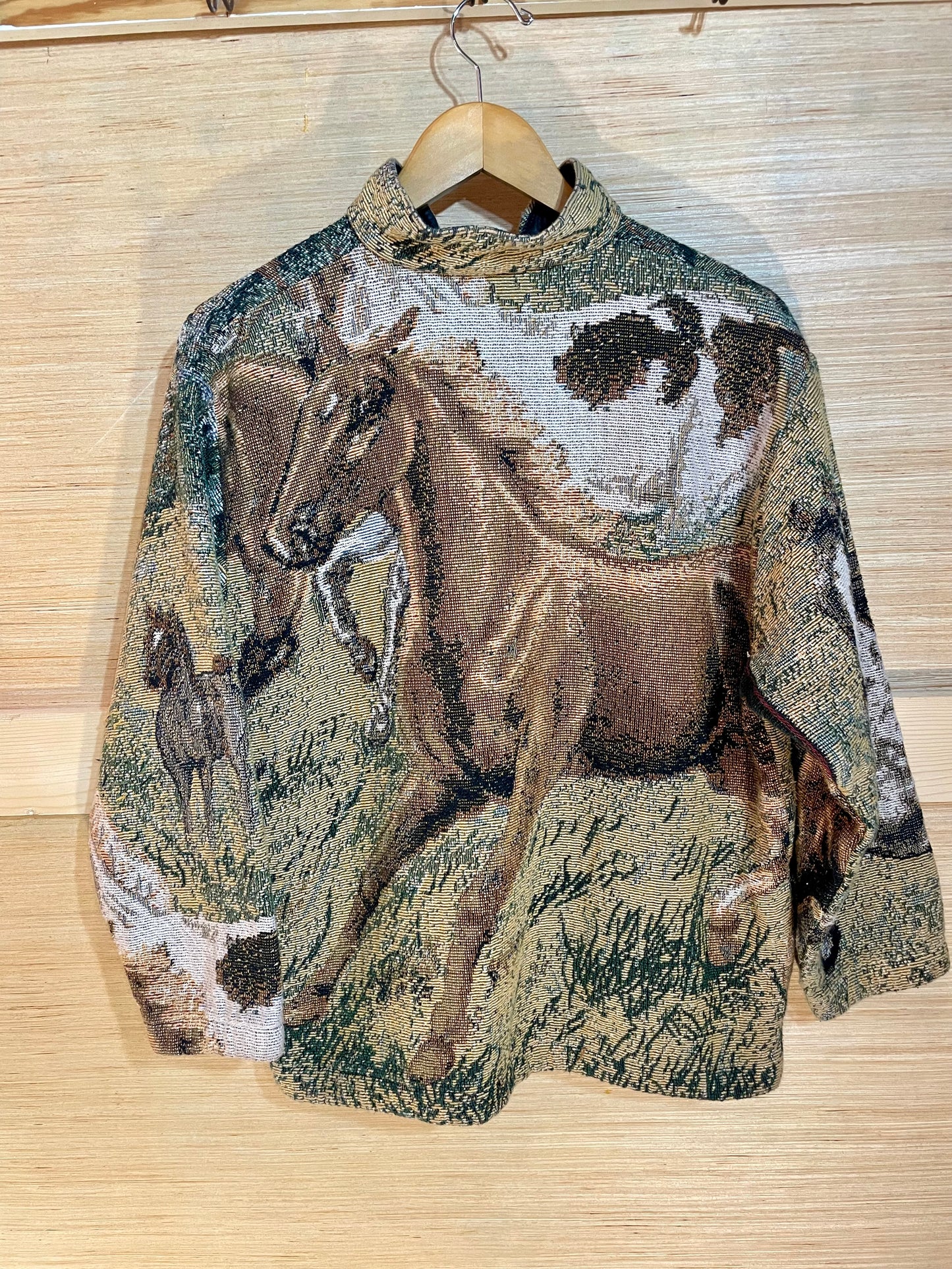 1990s Horse Tapestry Blanket Zip Jacket