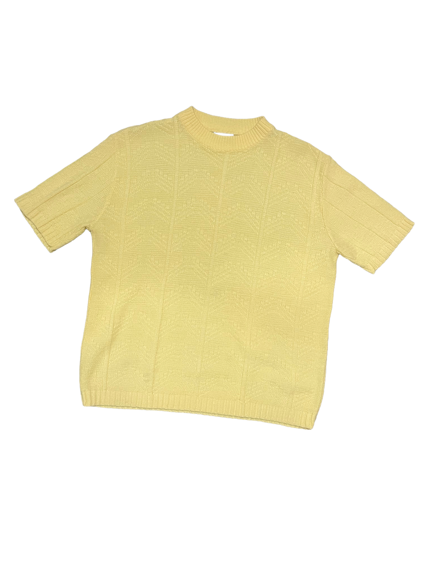 1960s Pale Yellow Towncraft Plus Knit Short Sleeve Sweater