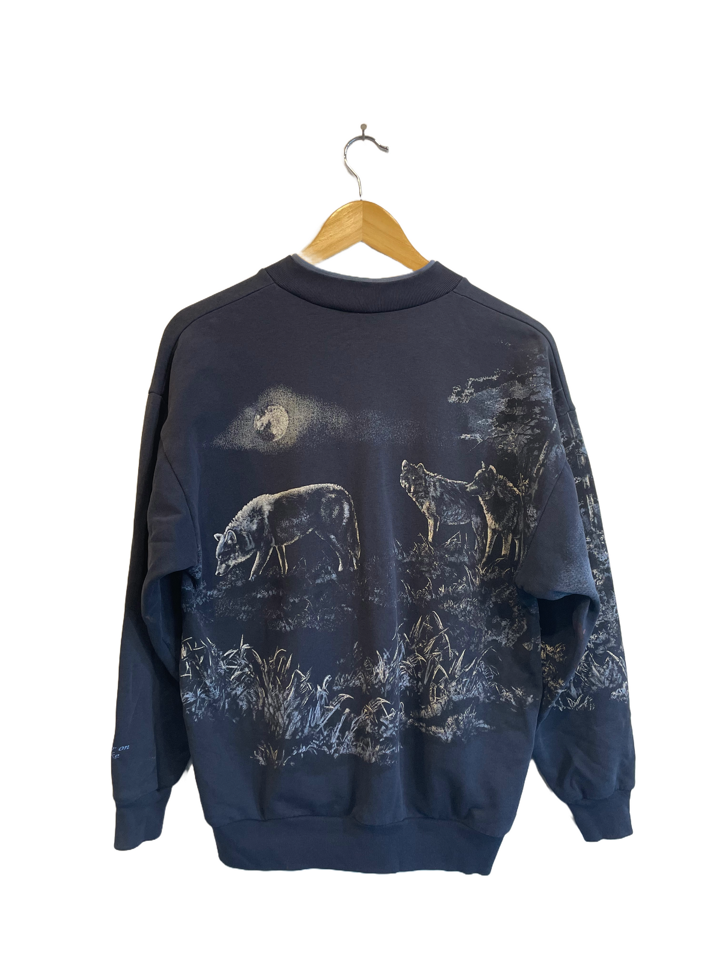 1990s Navy Wolves Side Pocket Sweatshirt