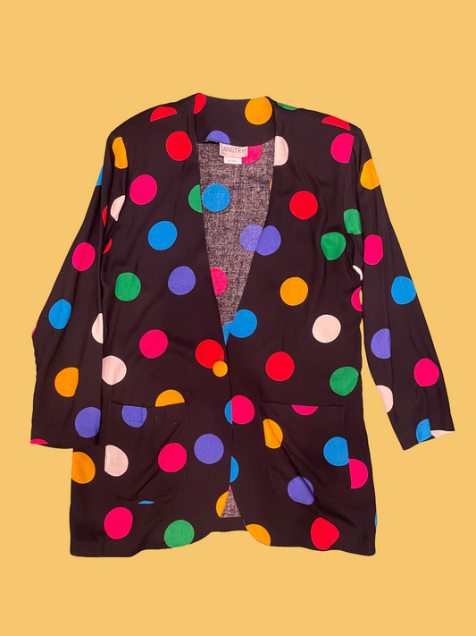 1980s Giant Multicolor Polkadot Rayon Blazer