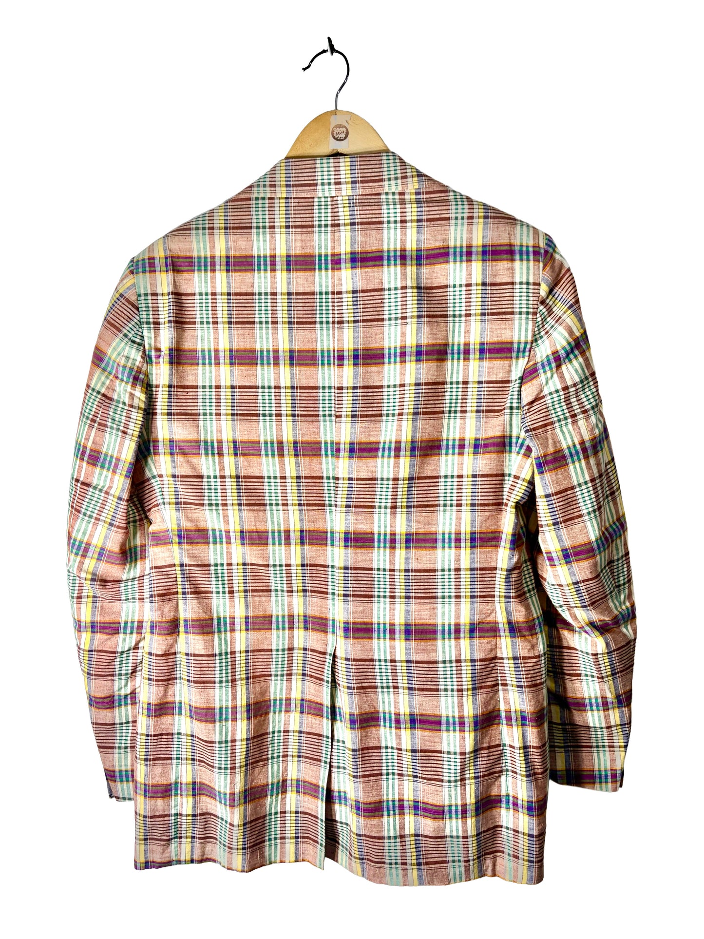 1970s Brown Colorful Check Cotton Summer Sport Jacket