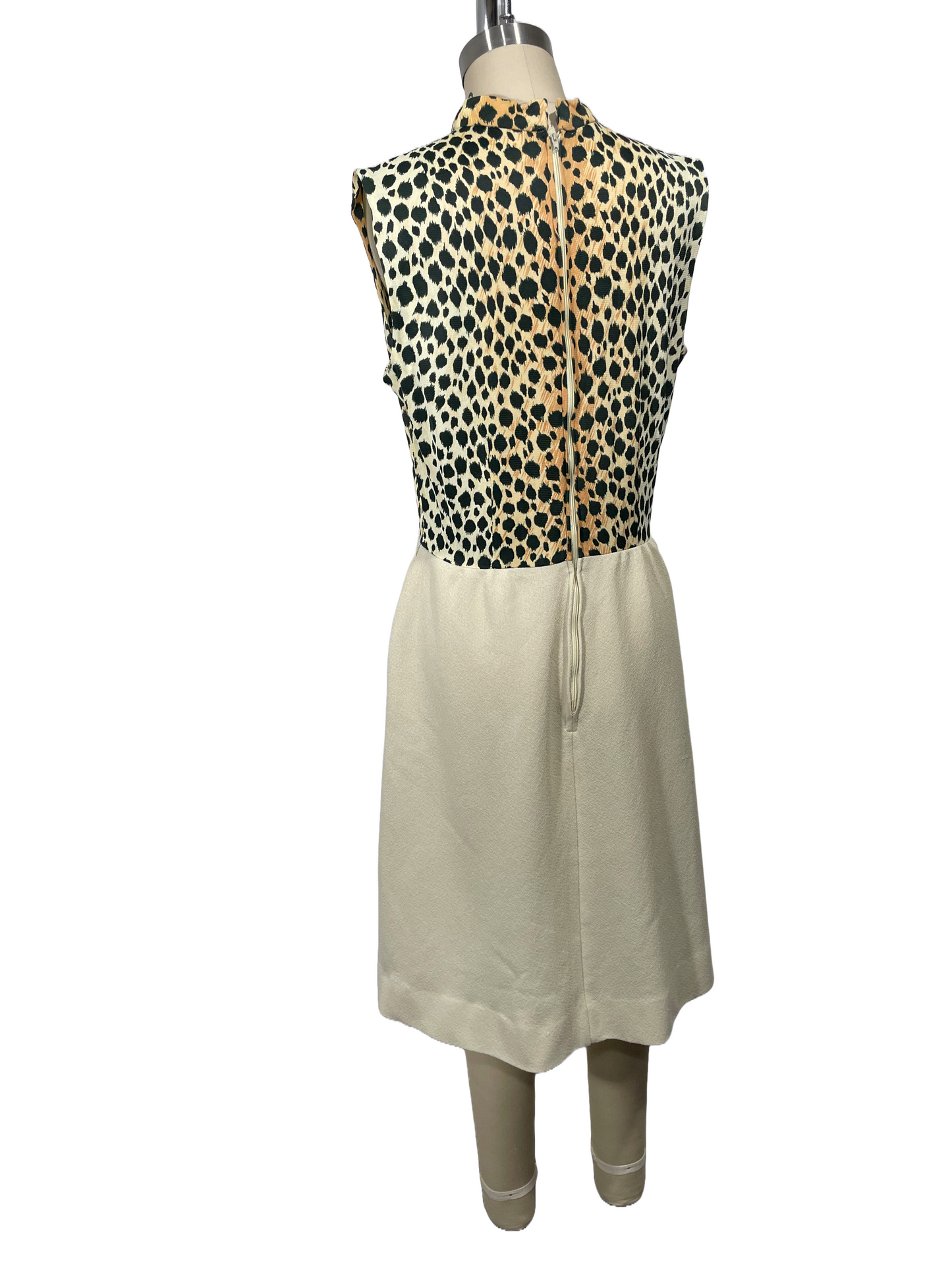 1970s Leopard and Tan Fit and Flare Dress