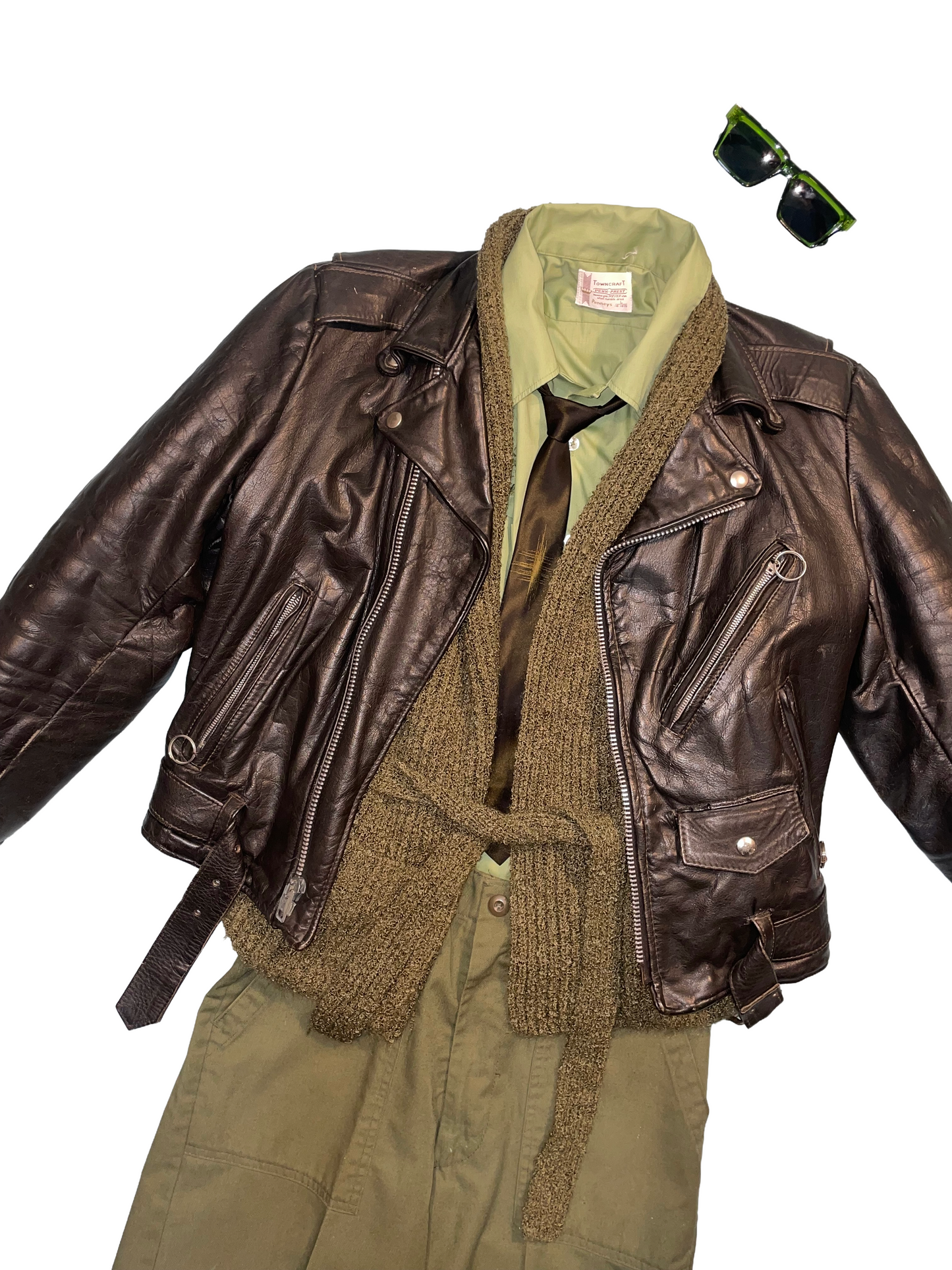 1960s Sage Green Towncraft Lion Emblem Short Sleeve Shirt