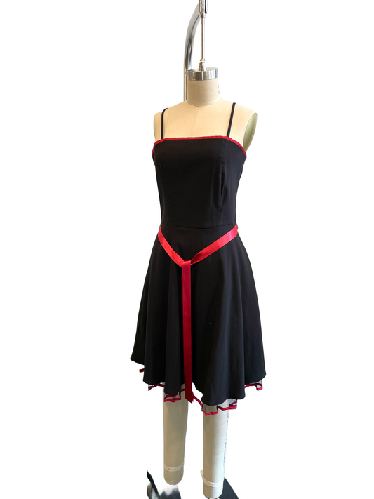 2000s Pulse Black Red Accented Tulle Skirt Mini Dress