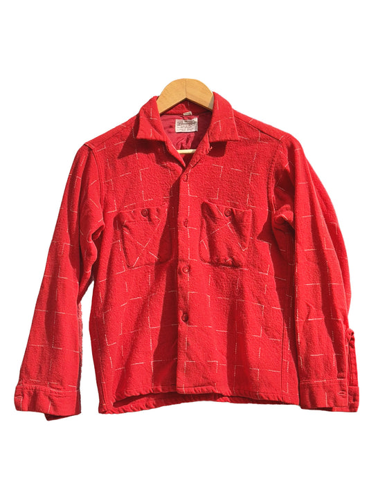 1950s Red Window Pane Wool Flannel