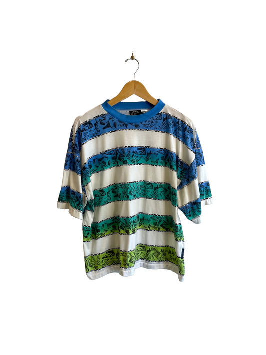 1990s White and Blue Ombré Surfer Tee