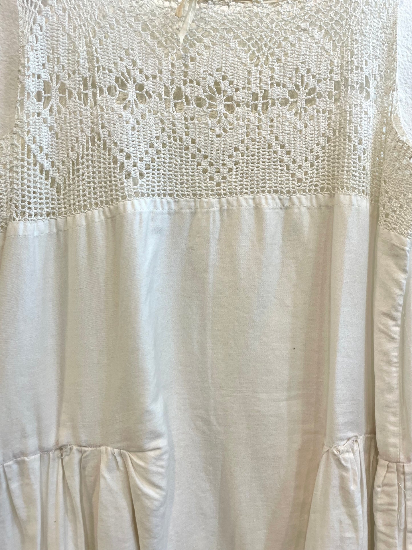 Antique Cotton and Lace Mini Dress