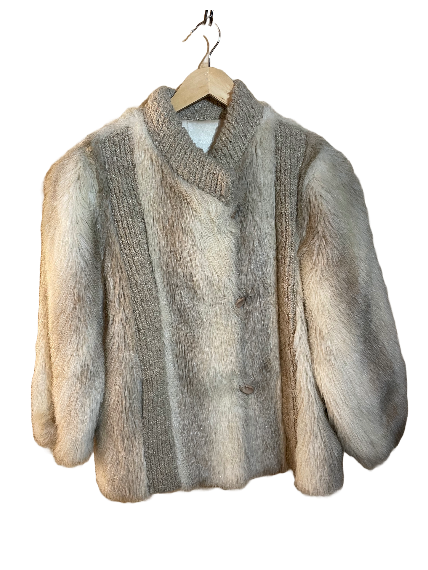 1980s Cream FAUX Fur and Wool D'Spirit Jacket