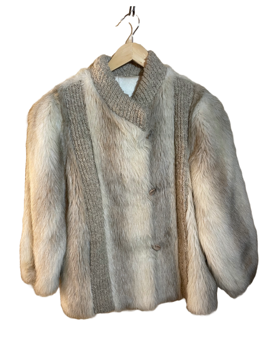 1980s Cream FAUX Fur and Wool D'Spirit Jacket