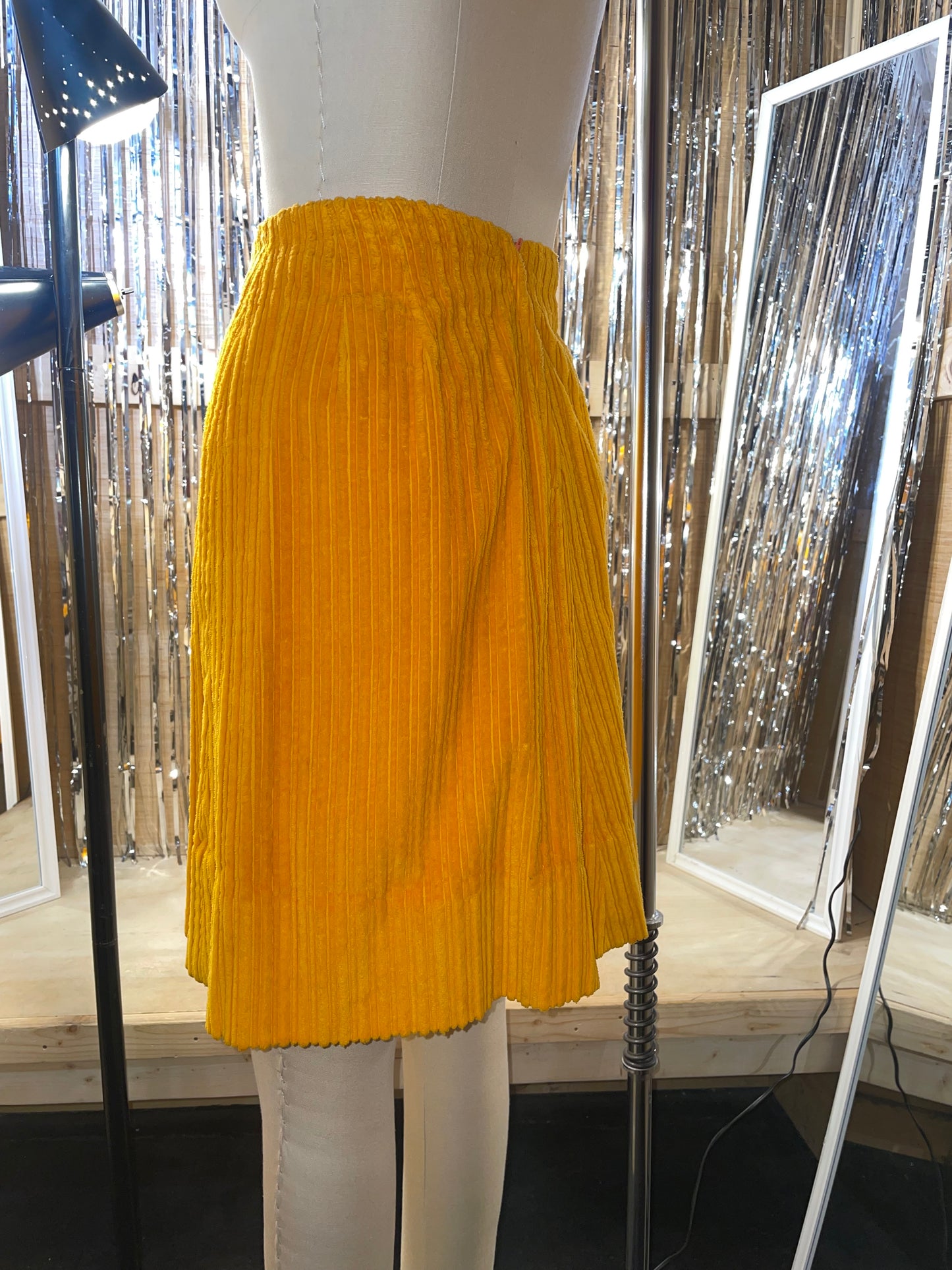 1960s Mustard Yellow Wide Wale Corduroy Skirt