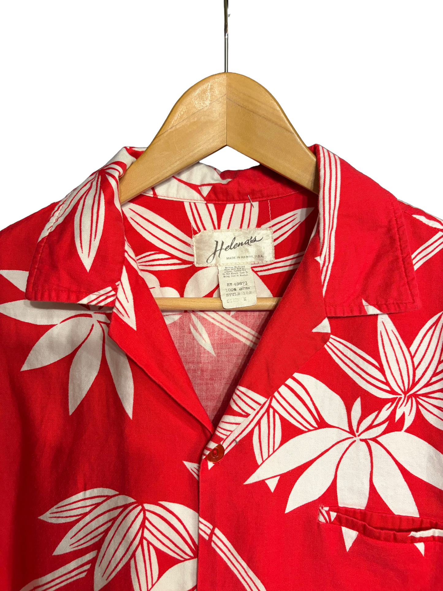 1970s Red Cotton 'Helena's' Hawaiian Shirt