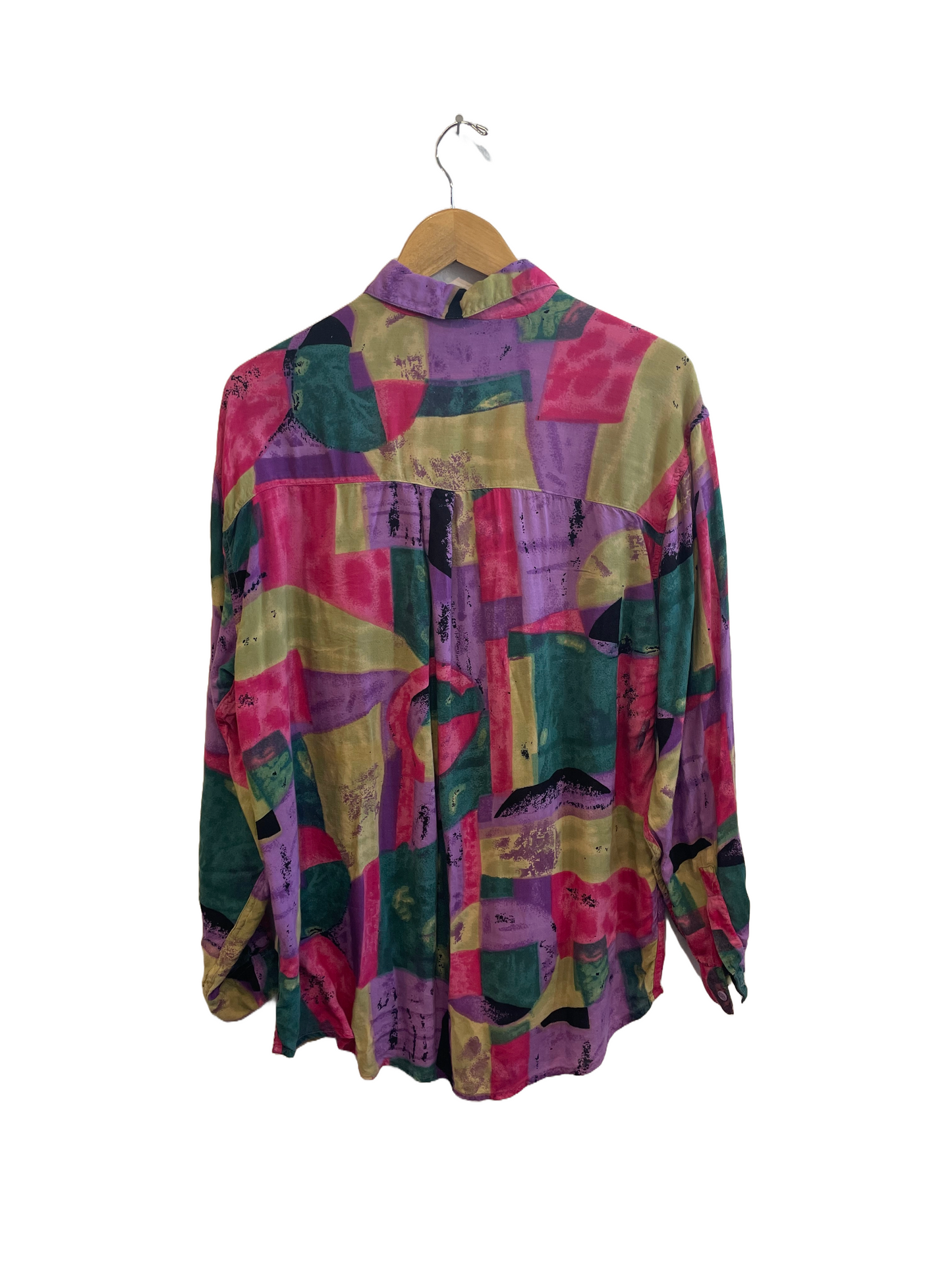 1980s Multicolor Rayon Long Sleeve Shirt