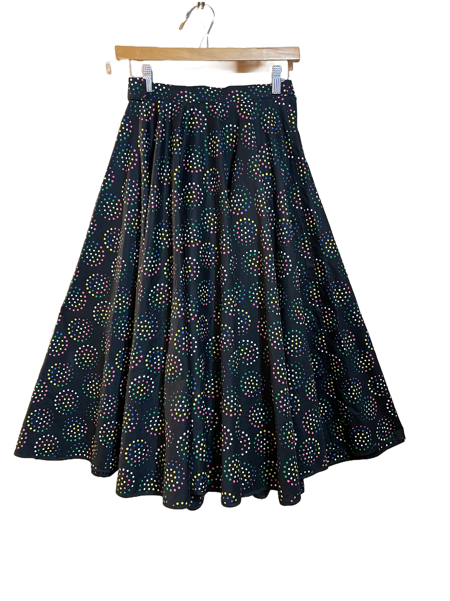 1950s Black Polka Dot A-Line Cotton Skirt