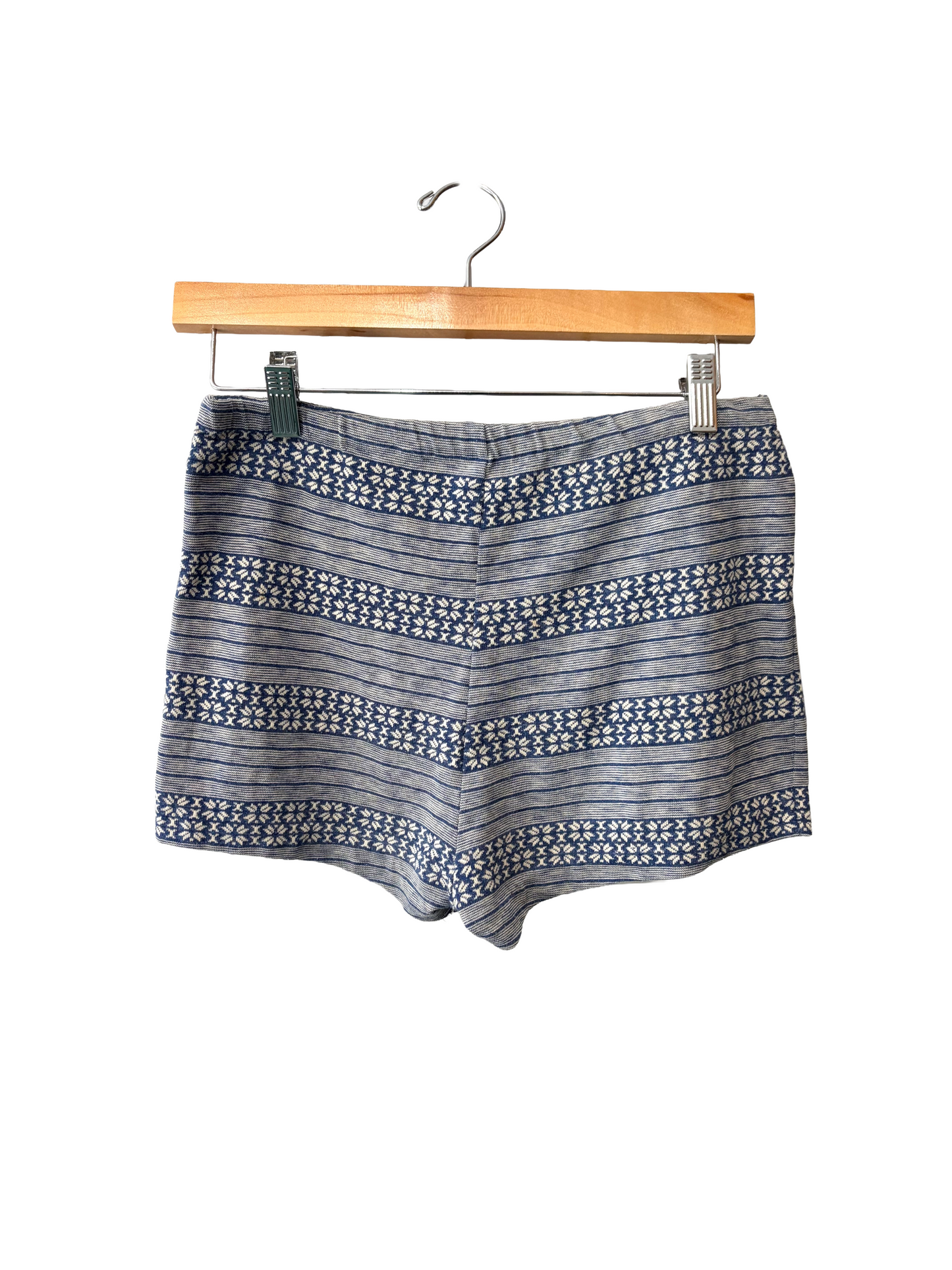 1960s Blue Grey Cotton Knit Hot Pants Tunic 2-Piece Set
