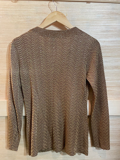 1970s Brown Tinsel Weave Swirl Cardigan