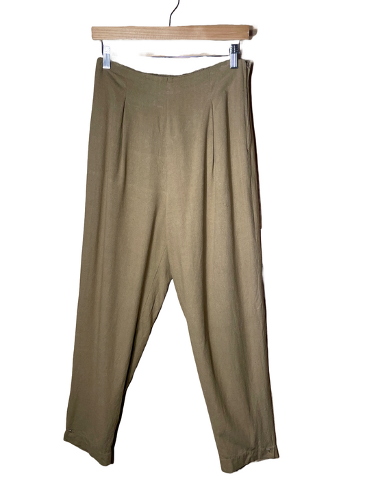 1990s Tan Tussah Silk Lined Lounge Pants