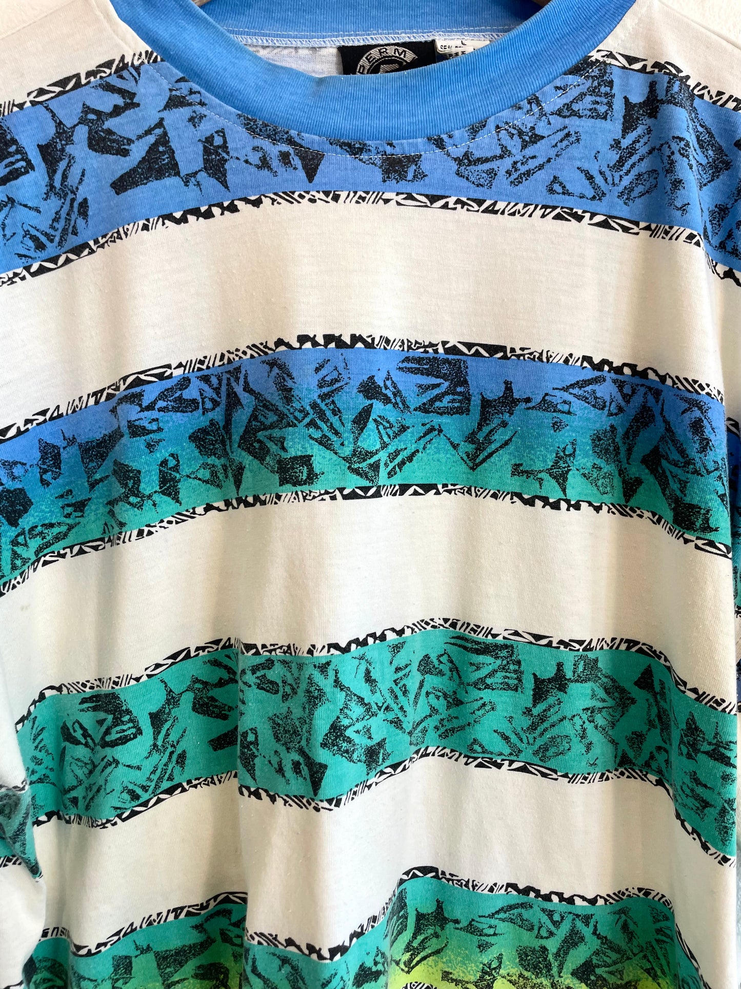 1990s White and Blue Ombré Surfer Tee