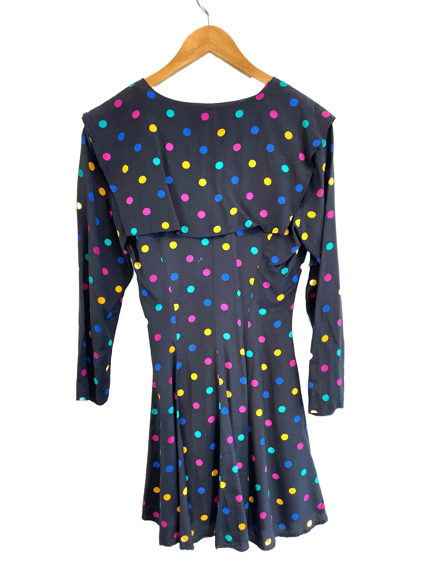 1990s Rampage Polkadot Fit and Flare Rayon Dress