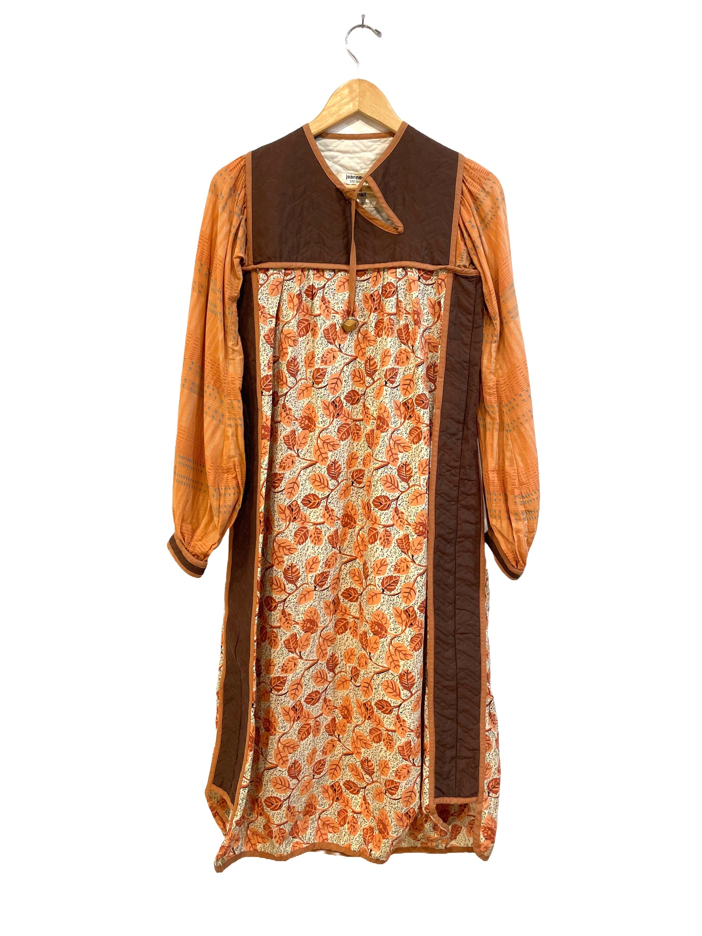 1970s Peach Cotton Designer Boho Dress