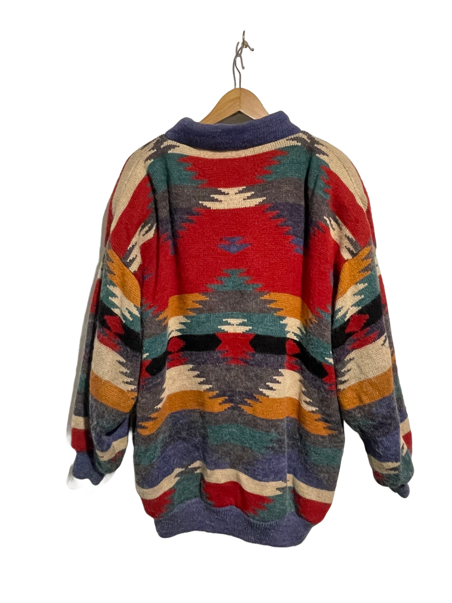 1980s Southwestern Print Blanket Sweater Jacket