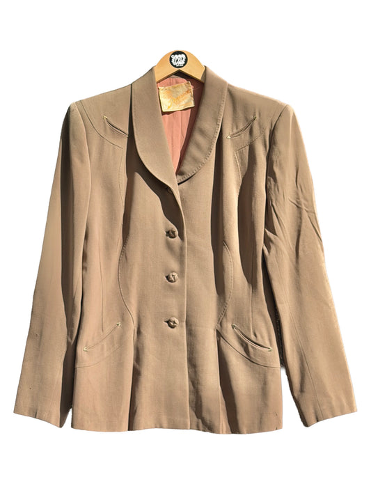 1950s Tan Wool Gabardine Western Jacket