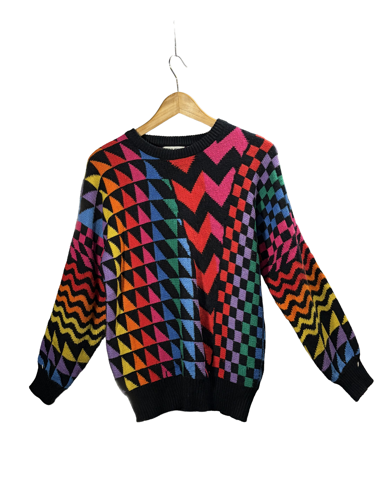 1980s Geometric Rainbow Acrylic Knit Sweater