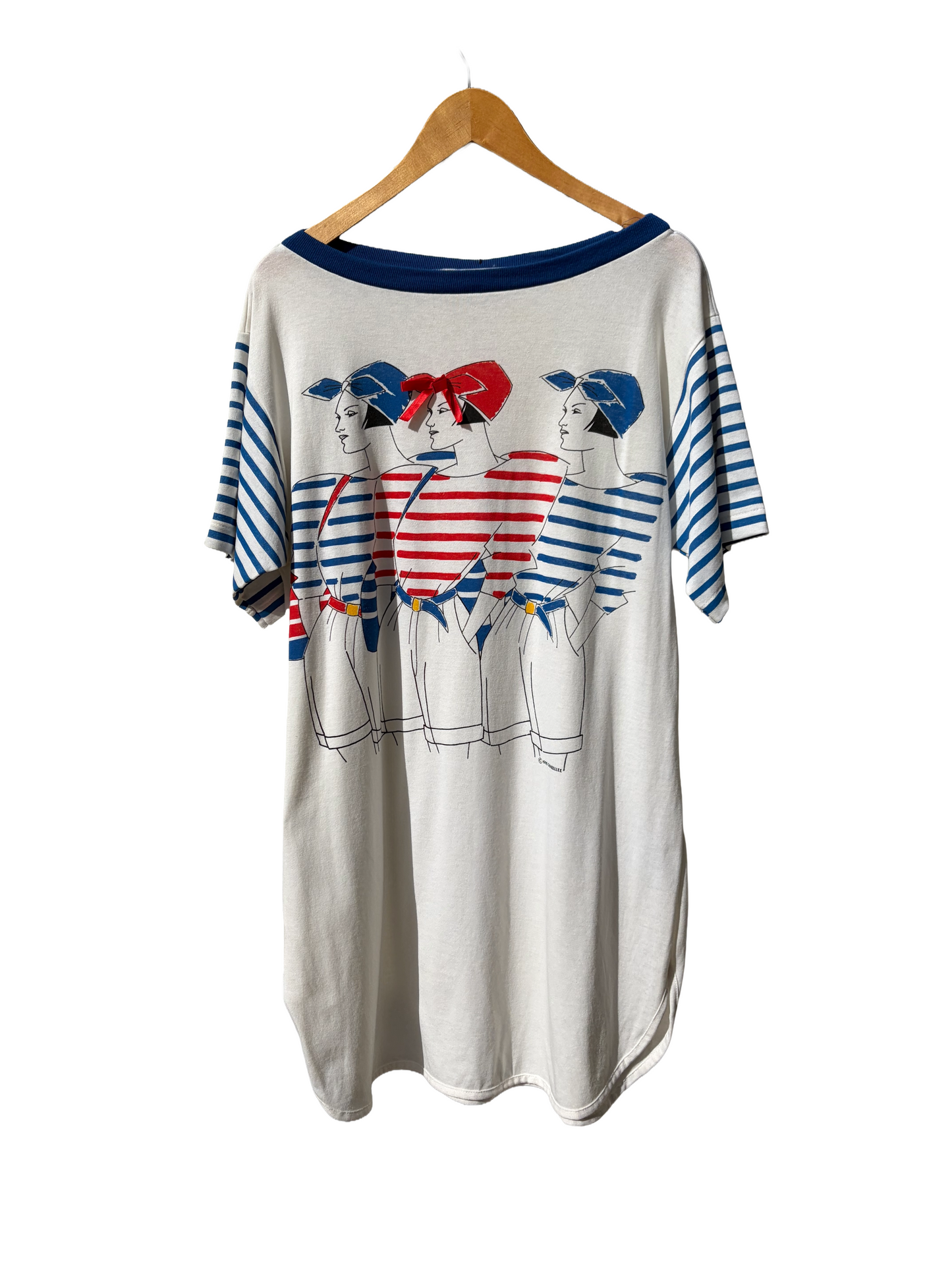 1990 Lady Print Striped Tee Dress