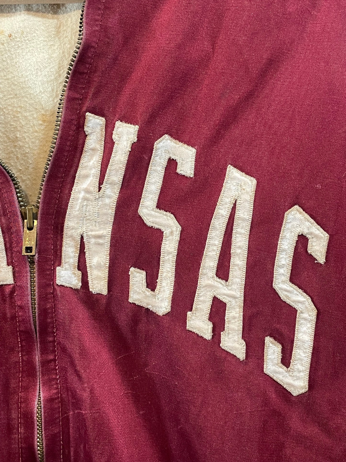 1950s U of Arkansas Razorbacks Satin Spellout Warm-Up Jacket