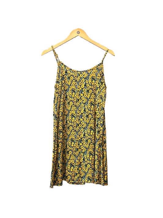 1990s Sunflower Print Strappy  ‘Jessica Stevens’ Rayon Mini Dress