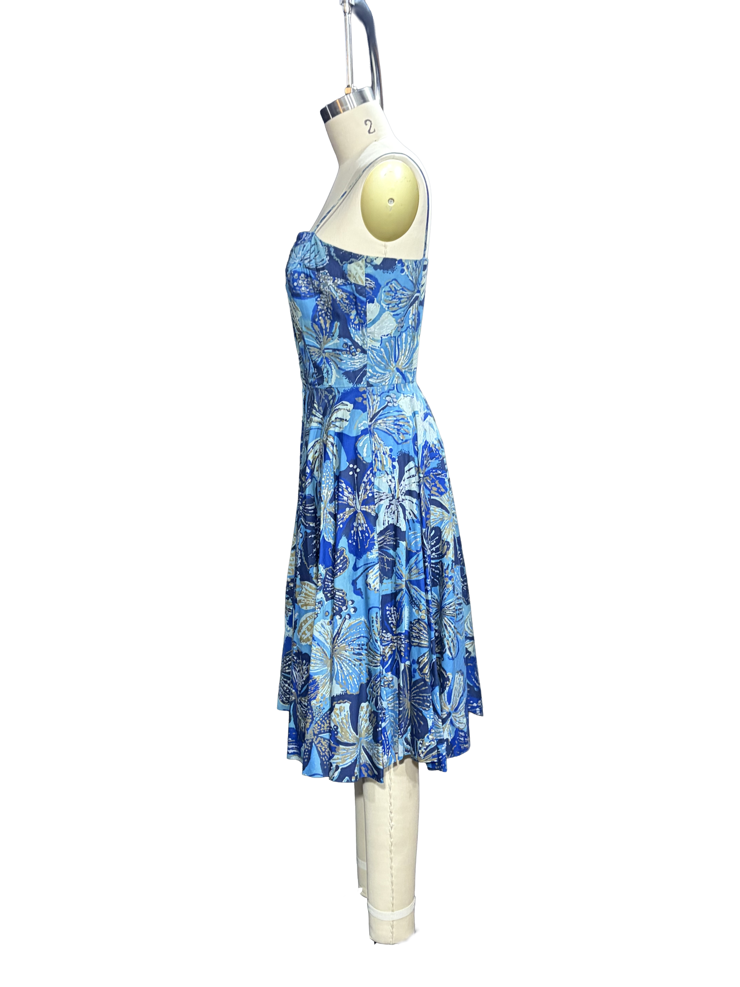 1960s Blue Green Gold ‘Shaheen Hawaii’ Strappy Cocktail Dress
