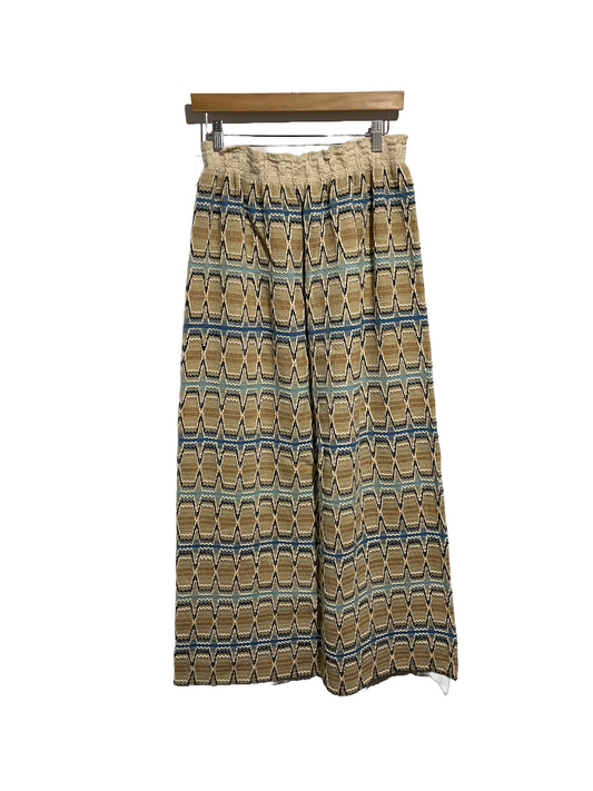 1970s Tan Blue Yarn Knit ‘Issues by Jonathan Logan’ Maxi Skirt
