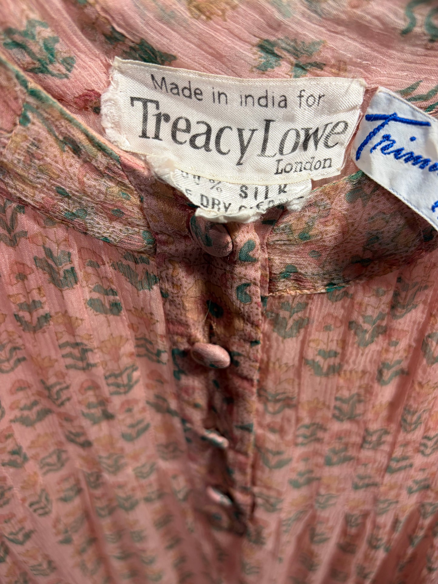 1970s Pink Indian Diaphanous Silk Maxi Dress