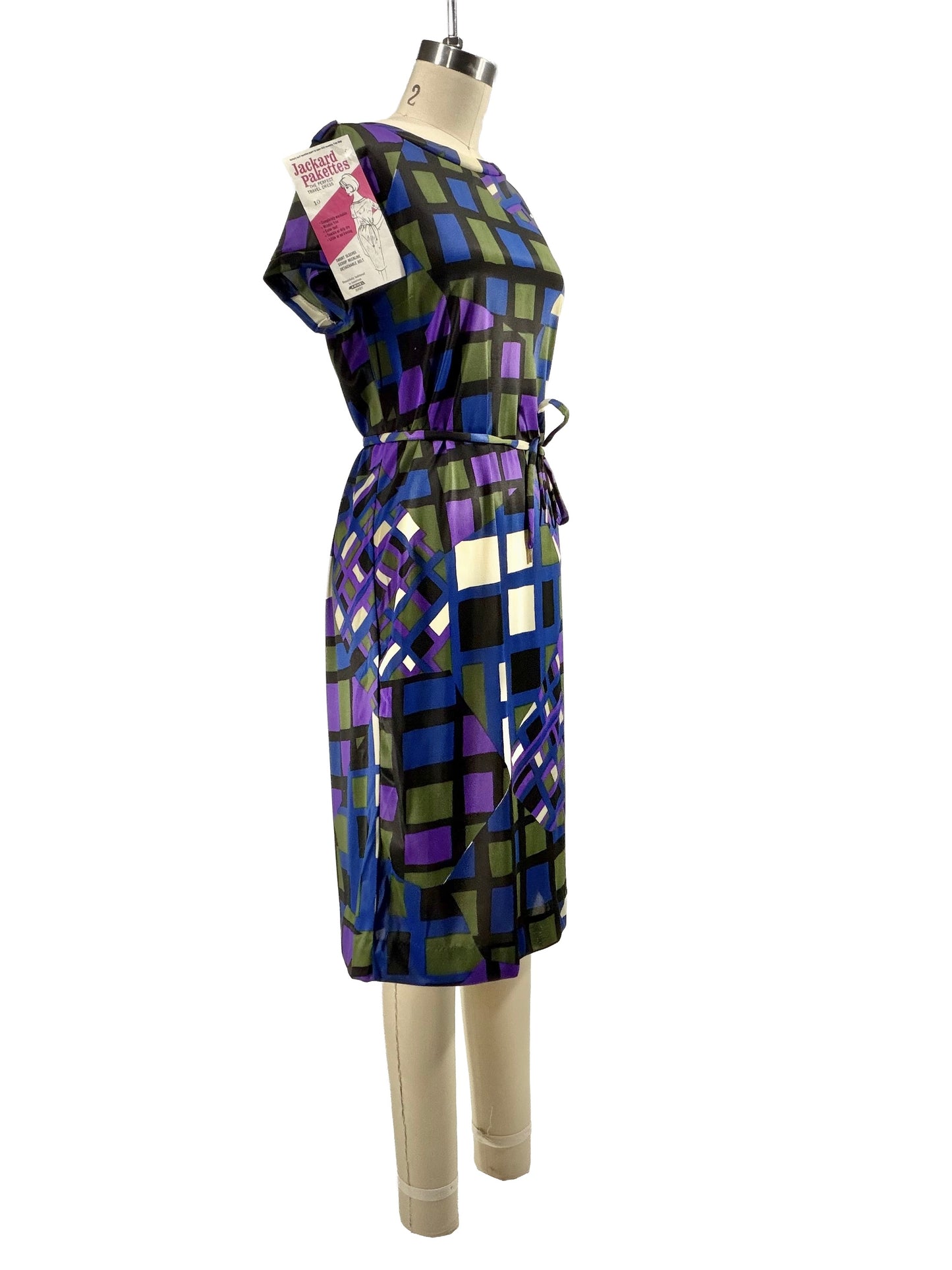 1960s Purple Jewel Tones Nylon Knit Shift Dress