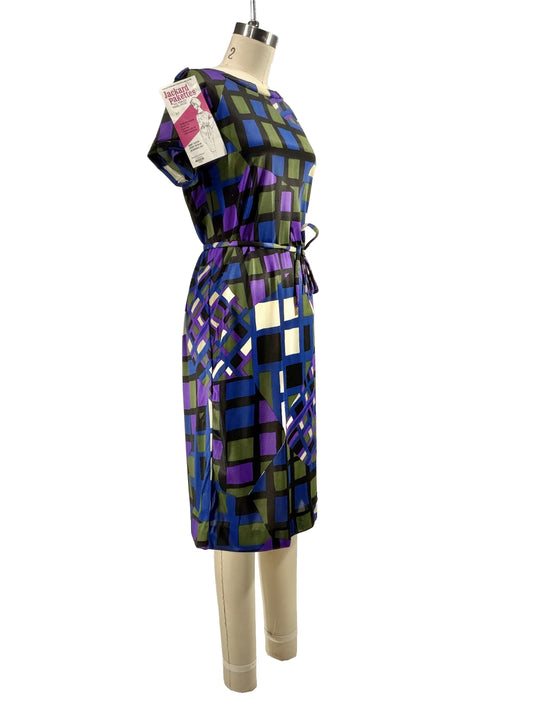 1960s Purple Jewel Tones Nylon Knit Shift Dress