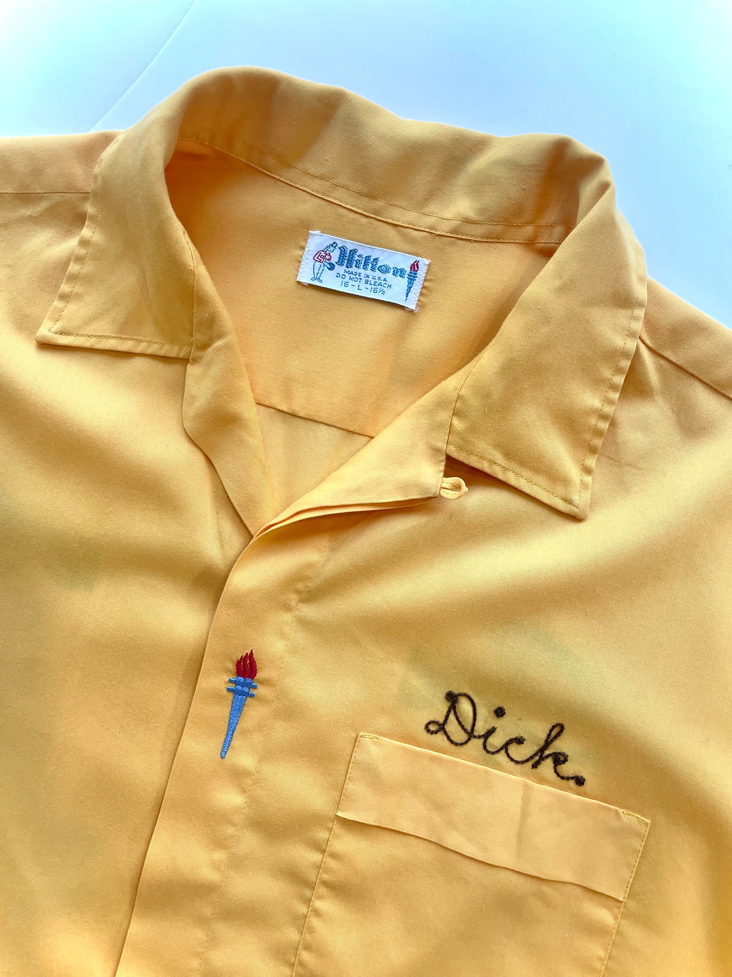 1970s Dick’s Yellow ‘Sport Bowl’ Emblem Bowling Shirt