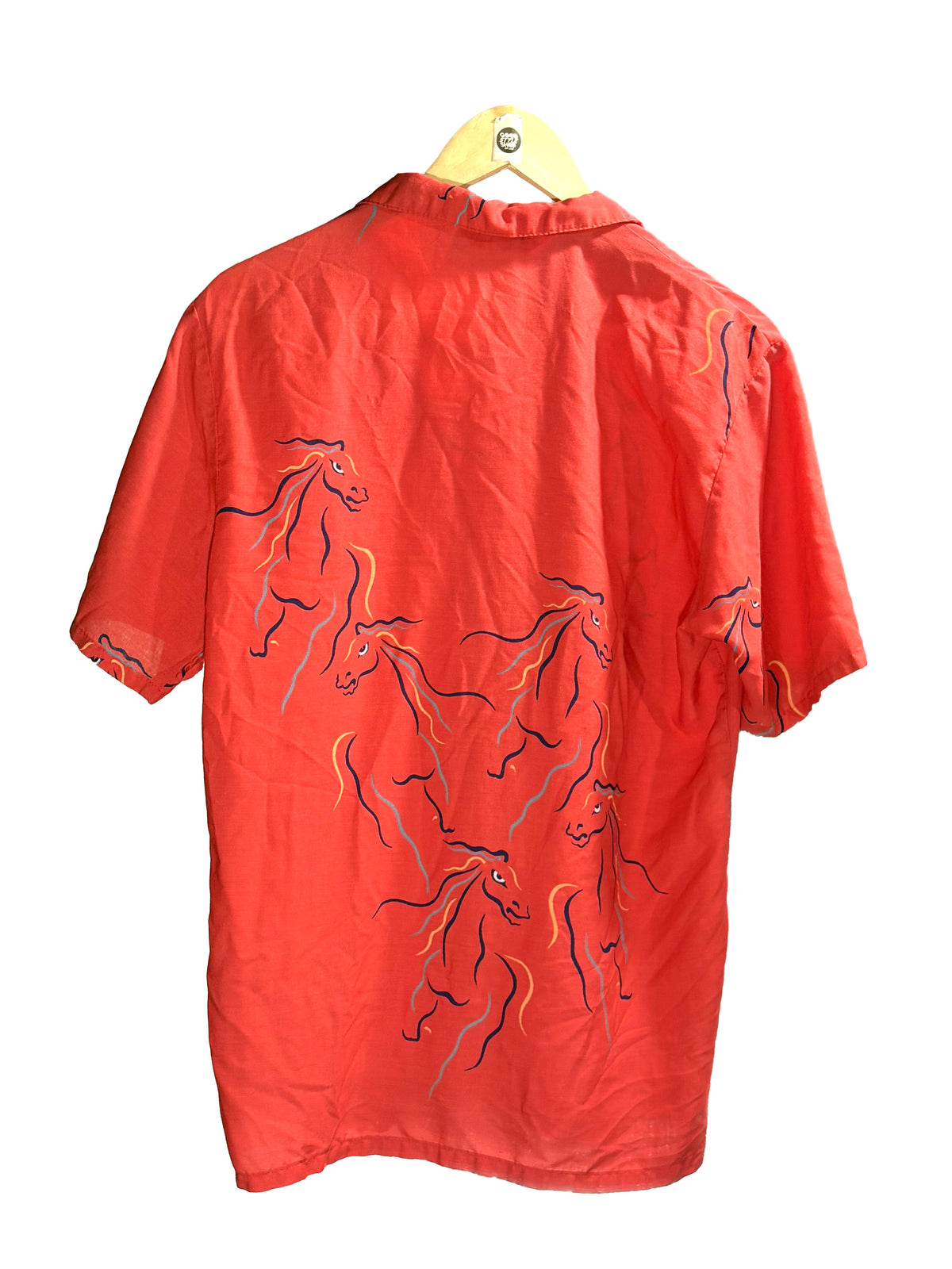 1980s Red Horse Novelty Art Print Cotton Short Sleeve Shirt