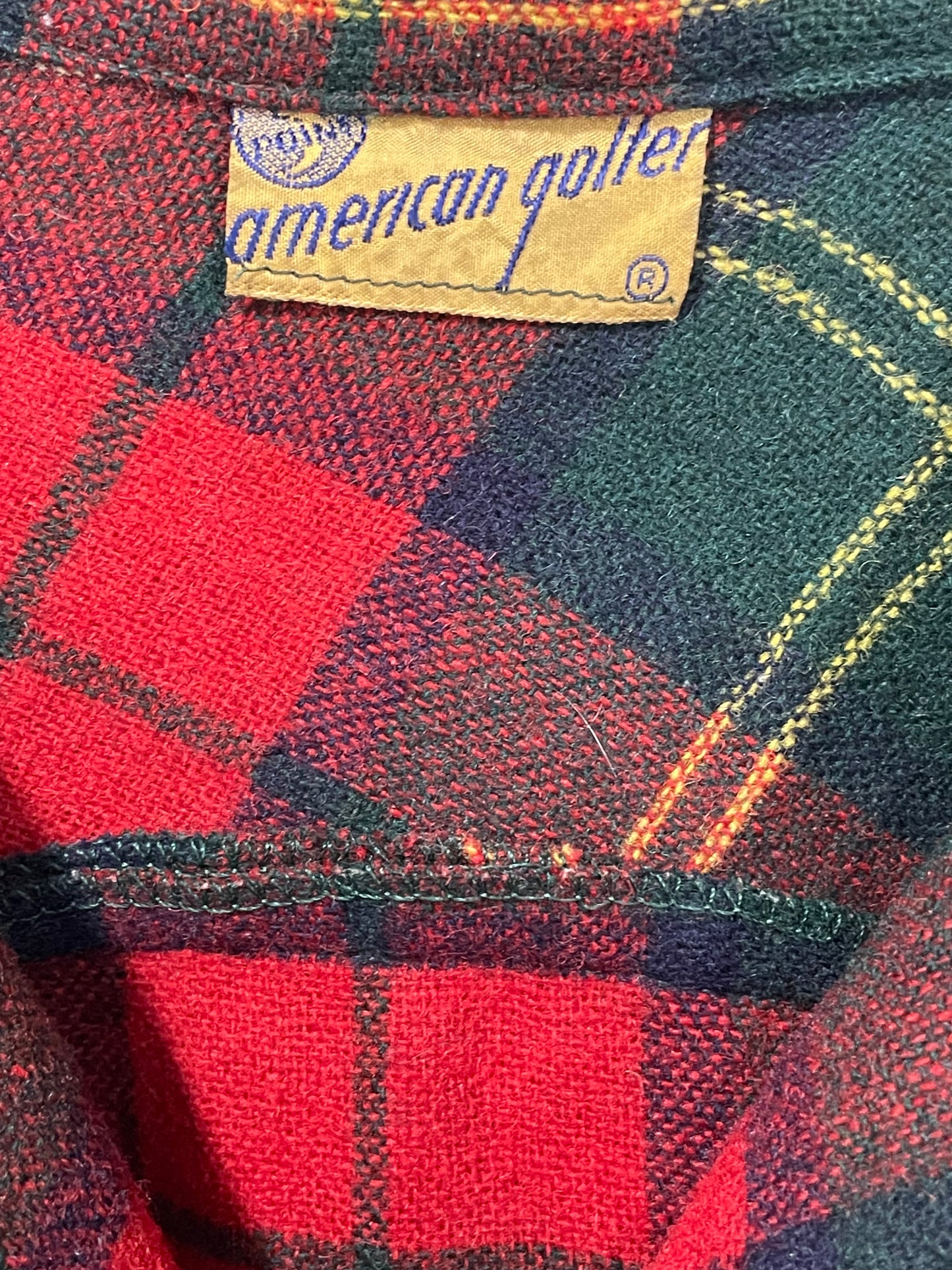 1950s Red Green Plaid ‘American Golfer’ Pleated Plaid Wool Shirt Jac